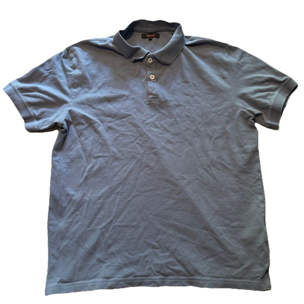 Men's Quince 100% Organic Cotton Sailor Blue Short Sleeve Polo Shirt Size L